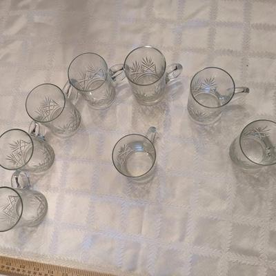 8 Vintage CRISTAL D'ARQUES DURAND MASQUERADE Pattern Coffee Mugs
