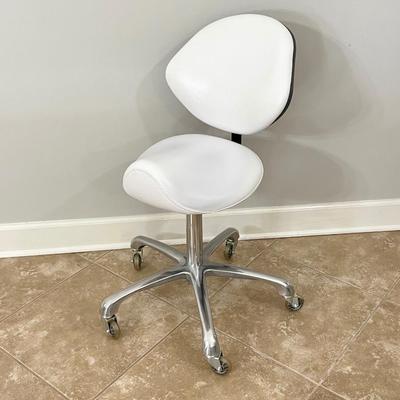 Adjustable Height Swivel Saddle Stool With Back Support