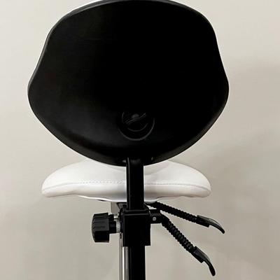 Adjustable Height Swivel Saddle Stool With Back Support