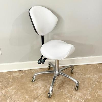 Adjustable Height Swivel Saddle Stool With Back Support