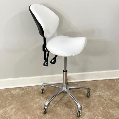 Adjustable Height Swivel Saddle Stool With Back Support