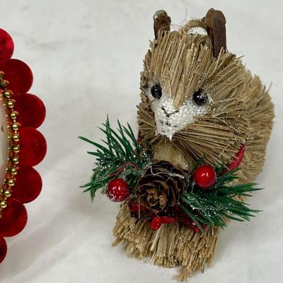 Vintage Christmas Ornaments - Diorama & Rustic Squirrel