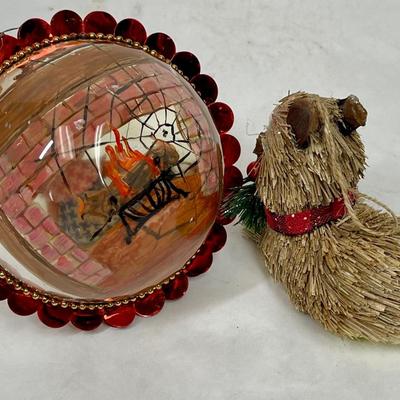 Vintage Christmas Ornaments - Diorama & Rustic Squirrel