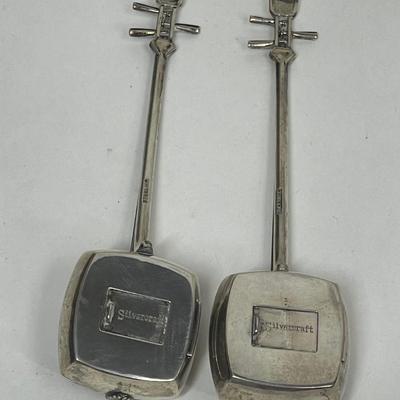 2 pc set of Vintage Japanese Sterling Silver Silvercraft Guitar Salt & Pepper Shakers