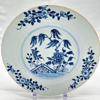 Chinese Vintage Blue and White Porcelain Export Plate-restored