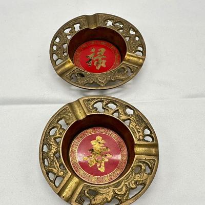 Vintage Chinese Brass Red Enamel-Set 2