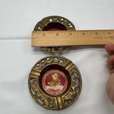 Vintage Chinese Brass Red Enamel-Set 2