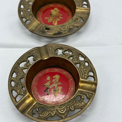 Vintage Chinese Brass Red Enamel-Set 2