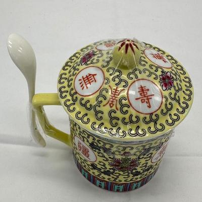 Chinese Jingdezhen Tea Cup with a Spoon