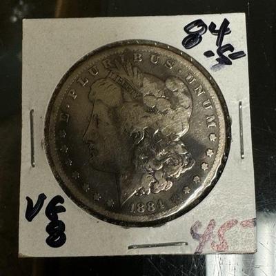 1884 S Morgan 1 US COIN SILVER VF