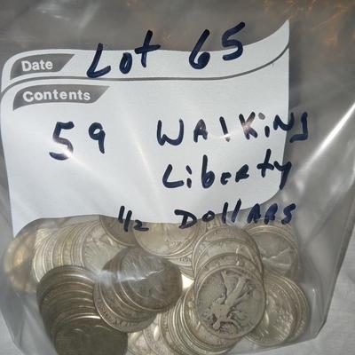 59 walking liberty 1/2s