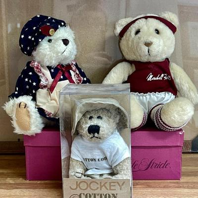 122 GROUP OF 3 PLUSH TEDDY BEARS