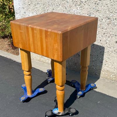 Vintage kitchen Style Maple Butcher Block, 10" thick! Very Heavy Island Table with legs