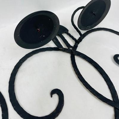 Set of Black Wrought Iron Candlestick Candle Holders Wall Hangings