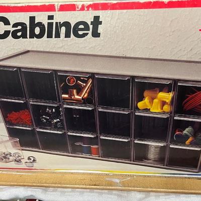 Lot of (2) NEW in the box Storage Cabinets for Home, Workshop, or Office metal with plastic drawers