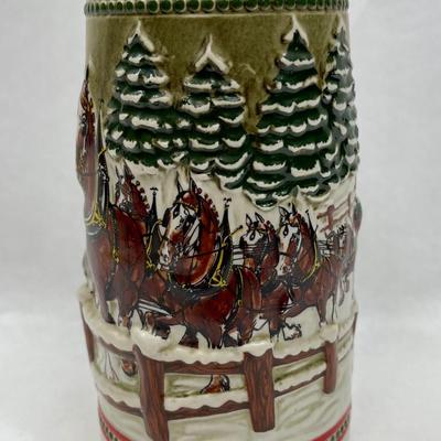 Budweiser Beer Stein Holiday Christmas Clydesdale Horses 1984 Collector's