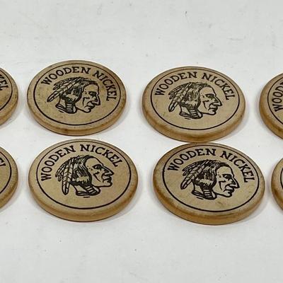 LOT of 8 Wooden Nickels Manning's Cafeteria California