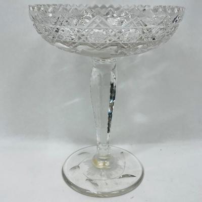 Clear Glass Compote with Sawtooth Rim