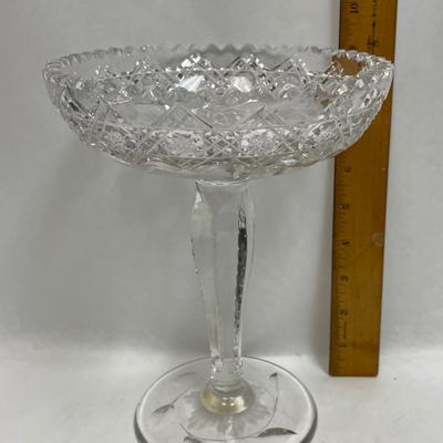 Clear Glass Compote with Sawtooth Rim
