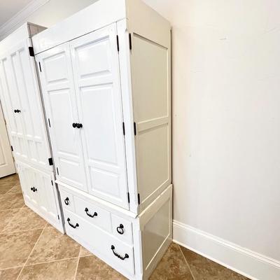 Pair (2) ~ Solid Wood Repurposed Painted Armoires ~ *Read Details