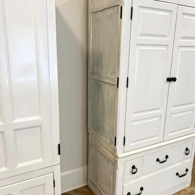 Pair (2) ~ Solid Wood Repurposed Painted Armoires ~ *Read Details