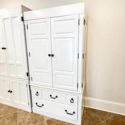 Pair (2) ~ Solid Wood Repurposed Painted Armoires ~ *Read Details