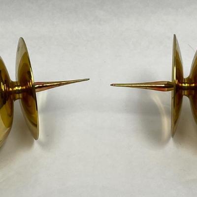 Vintage Mid-Century Modern Space Age Atomic Brass Candle Holders