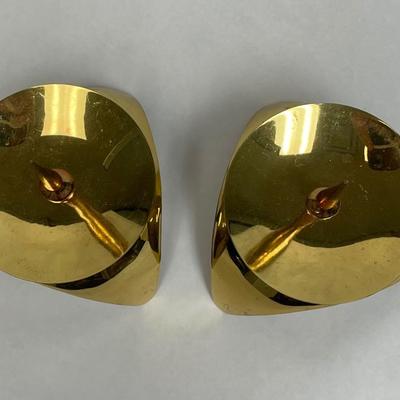 Vintage Mid-Century Modern Space Age Atomic Brass Candle Holders