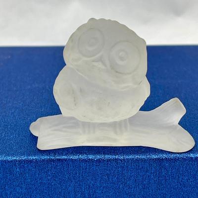 Frosted Lead Crystal Glass Miniature Owl
