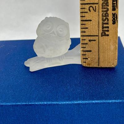 Frosted Lead Crystal Glass Miniature Owl