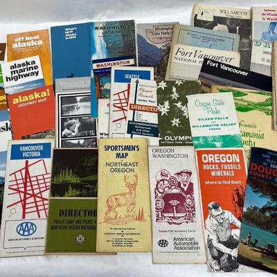 Vintage Lot of Alaska, Washington and Oregon Travel Maps and Guides