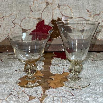 126 VINTAGE 20 FOOTED TINTED GLASSES WATER GOBLETS & SHERBERTS