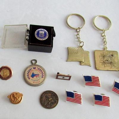 Lot of Older Lapel and Key Rings