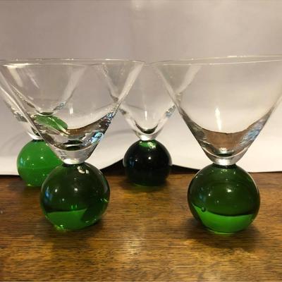 127 ICONIC MCM GREEN BUBBLE BALL BASE MARTINI GLASSES
