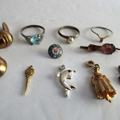 Lot of Jewelry: Sterling Ring, Small Charms, Cuff Links, Various Ages