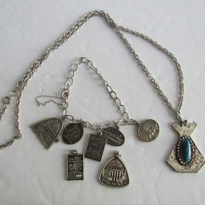 Vintage Charms From GCSAA and Necklace, 1980s-90s