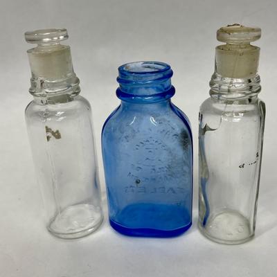 (3) antique glass bottles