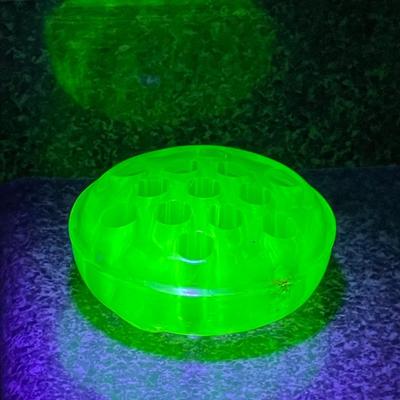 Vintage Large Green Uranium Glass Flower Frog