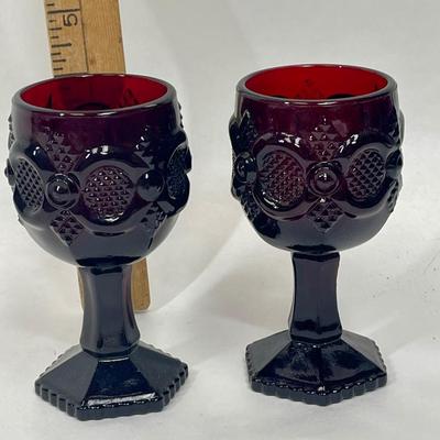 Two Rubly Red Cape Cod Glass Cordials