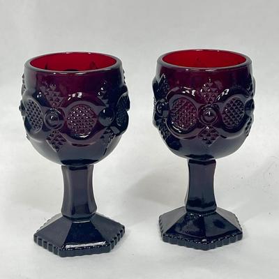 Two Rubly Red Cape Cod Glass Cordials