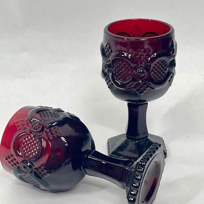 Two Rubly Red Cape Cod Glass Cordials