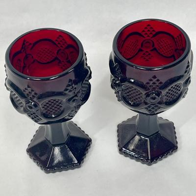 Two Rubly Red Cape Cod Glass Cordials