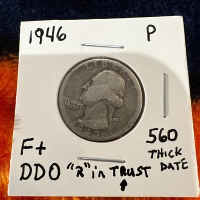 1943 P GEORGE WASHINGTON QUARTER .25c Obverse error DDO ON IN GOD WE TRUST AND DATE