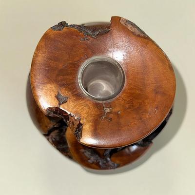 141 VINTAGE TURNED BURL WOOD VASE