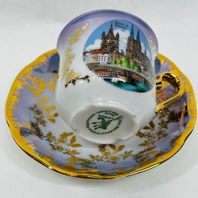 Köln a Rhein Teacup and Saucer 22K Gold Leaf