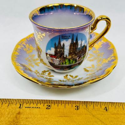 Köln a Rhein Teacup and Saucer 22K Gold Leaf