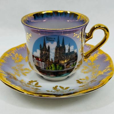 Köln a Rhein Teacup and Saucer 22K Gold Leaf