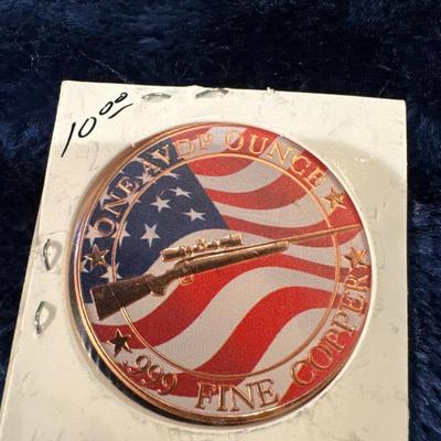 .999 Fine Cooper U S coin white tailed deer back side see pics