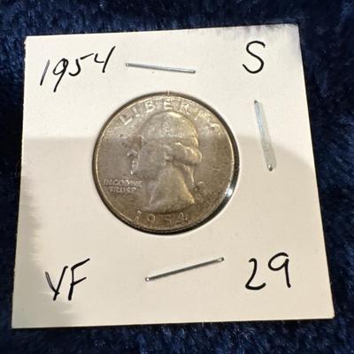 1954 S GEORGE WASHINGTON.25c silver