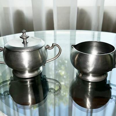 155 PEWTER CREAMER & SUGAR MADE IN ITALY EALES